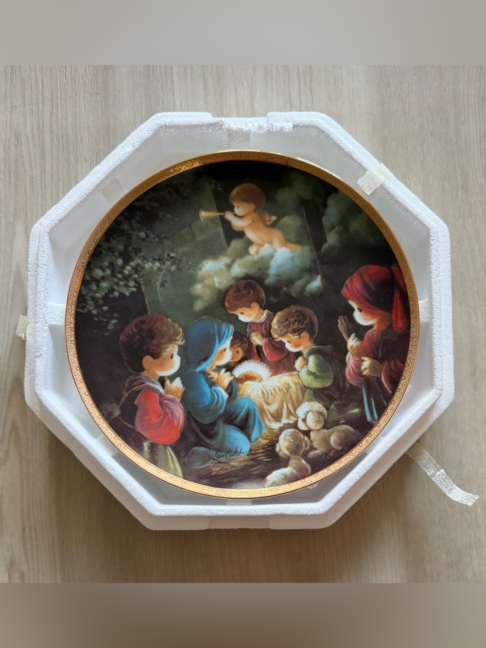 Vtg Precious Moments "Come Let Us Adore Him" Nativity Plate Hamilton Collection